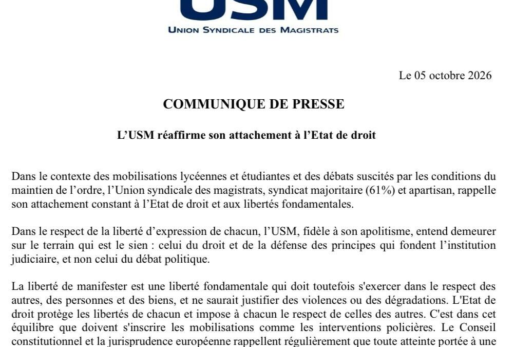 Mobilisation lycéenne : l&rsquo;USM réaffirme son attachement à l&rsquo;Etat de droit